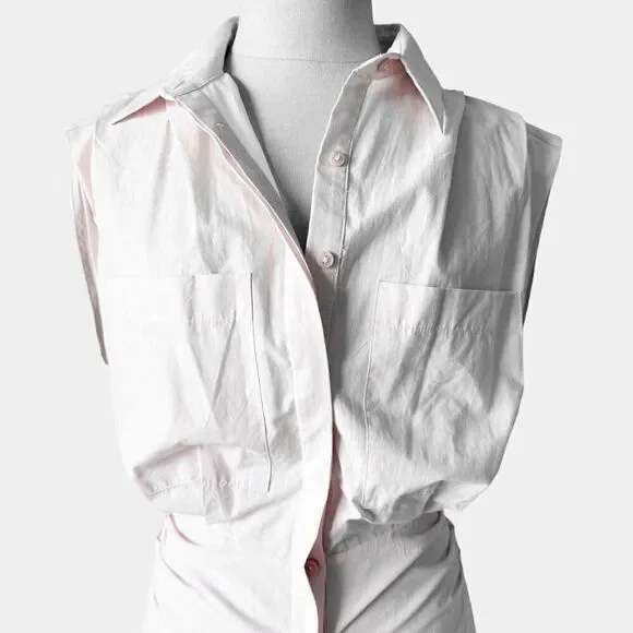 Zara Pastel Pink Button Down Shirt Mini Dress Size XS